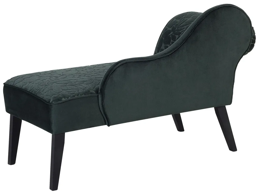 Tessuto chaise longue velluto fantasia verdi lato sinistro BIARRITZ