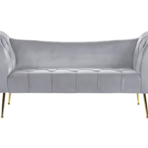 Velvet Chaise Lounge Grey NANTILLY