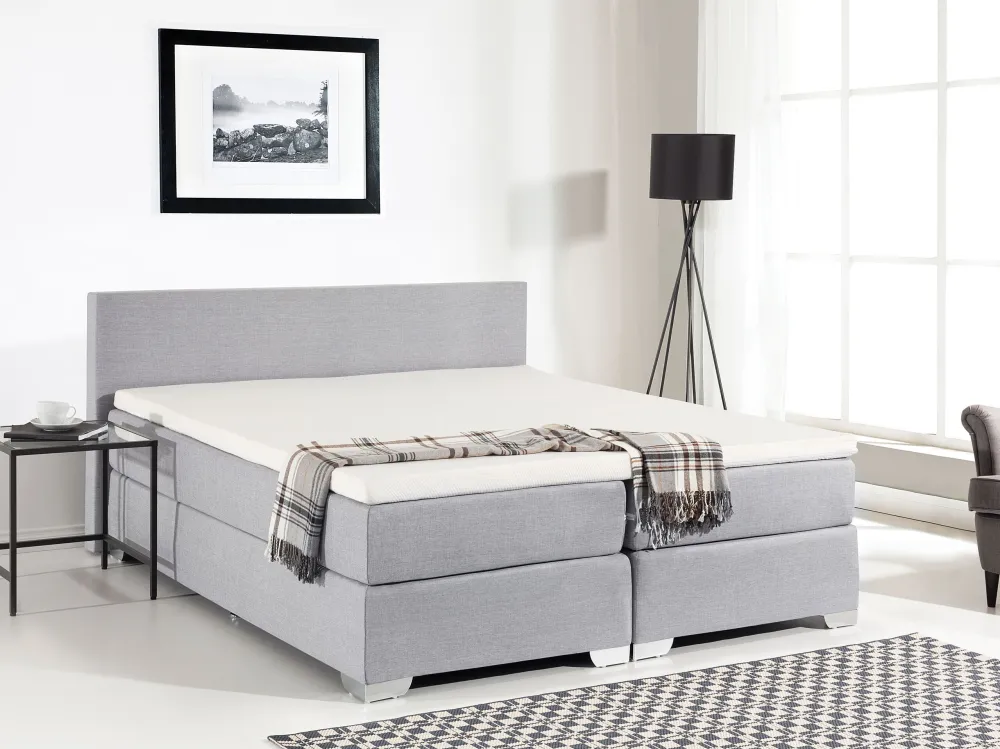 Fabric EU Super King Size Divan Bed Light Grey PRESIDENT per Area Relax
