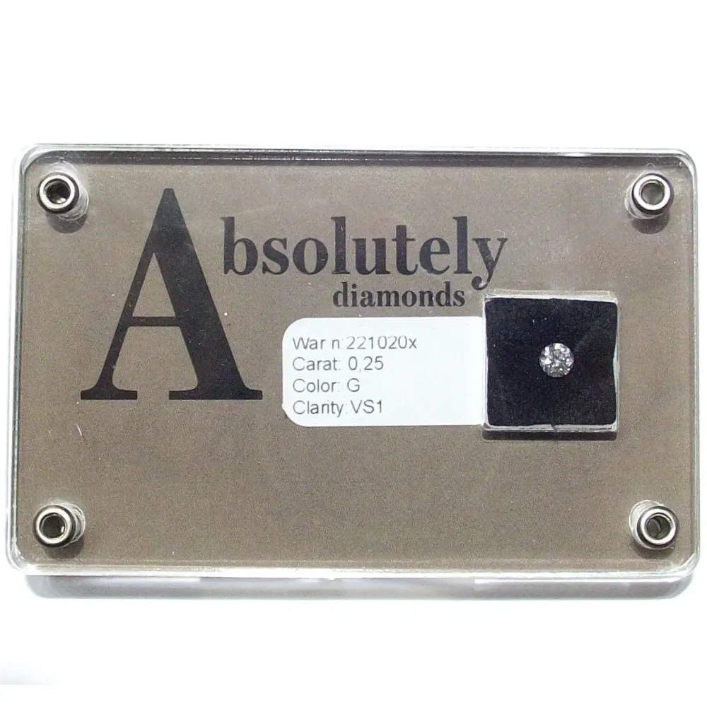 Absolutely Diamonds diamante blister taglio brillante 0,25 carati colore G purezza VS1