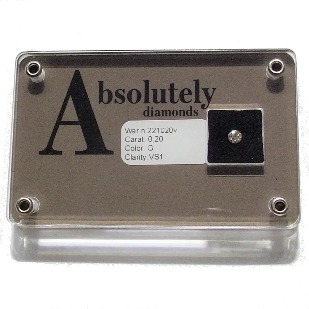 Absolutely Diamonds diamante blister taglio brillante 0,20 carati colore G purezza VS1