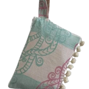 Aelia Anna Borsa Clutch Athina Ponpon Arancione e Smeraldo