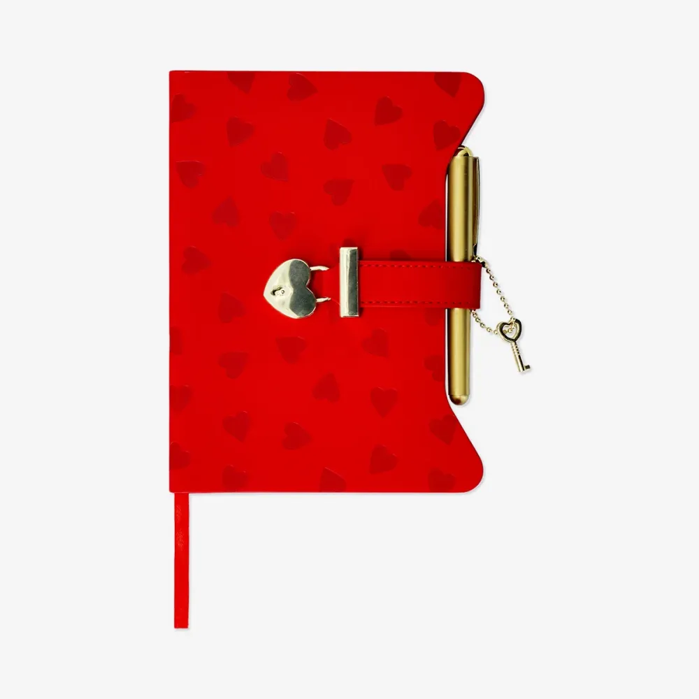 Agenda cuori rossi con lucchetto