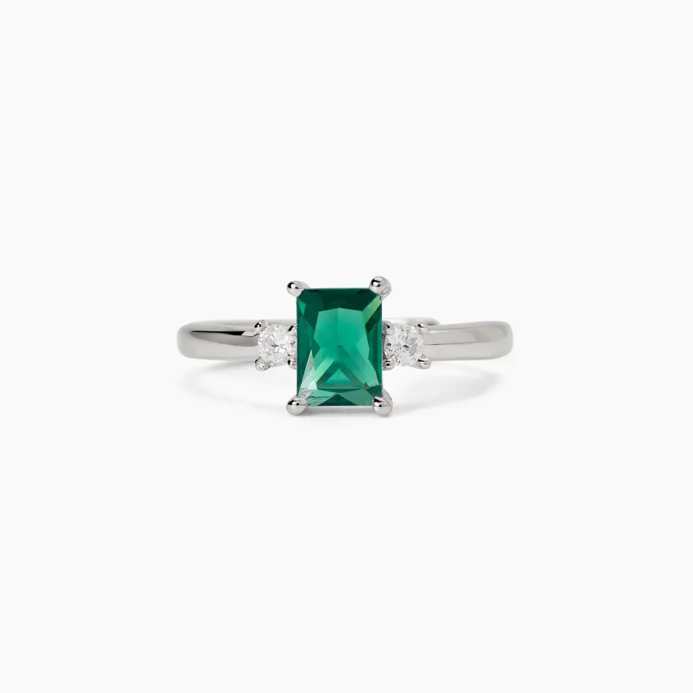 Anello argento con smeraldo sintetico Battito Mabina 523432