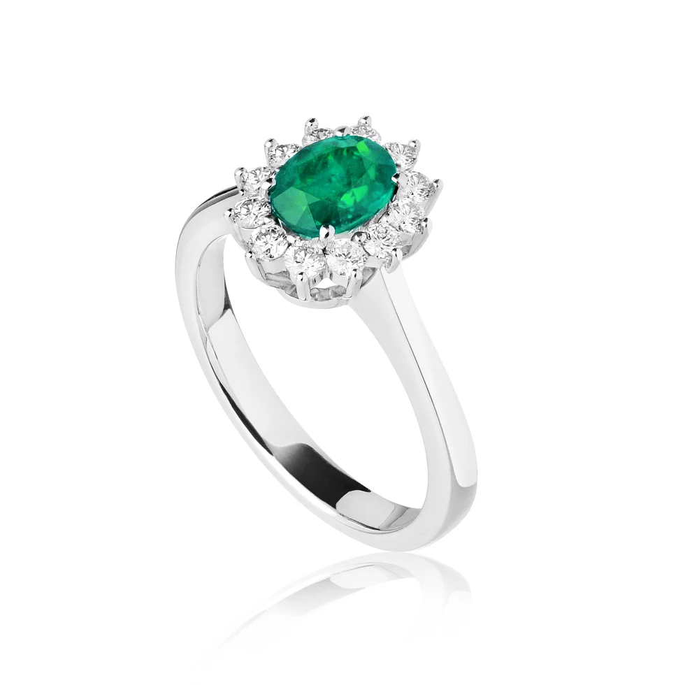 Anello Asia - Cestino Smeraldo e Diamanti