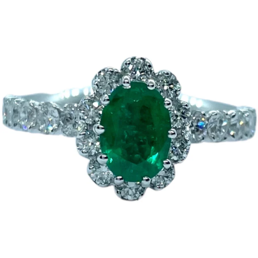 ANELLO ORO BIANCO, BRILLANTI E SMERALDO GIORGIO VISCONTI AB16940BS