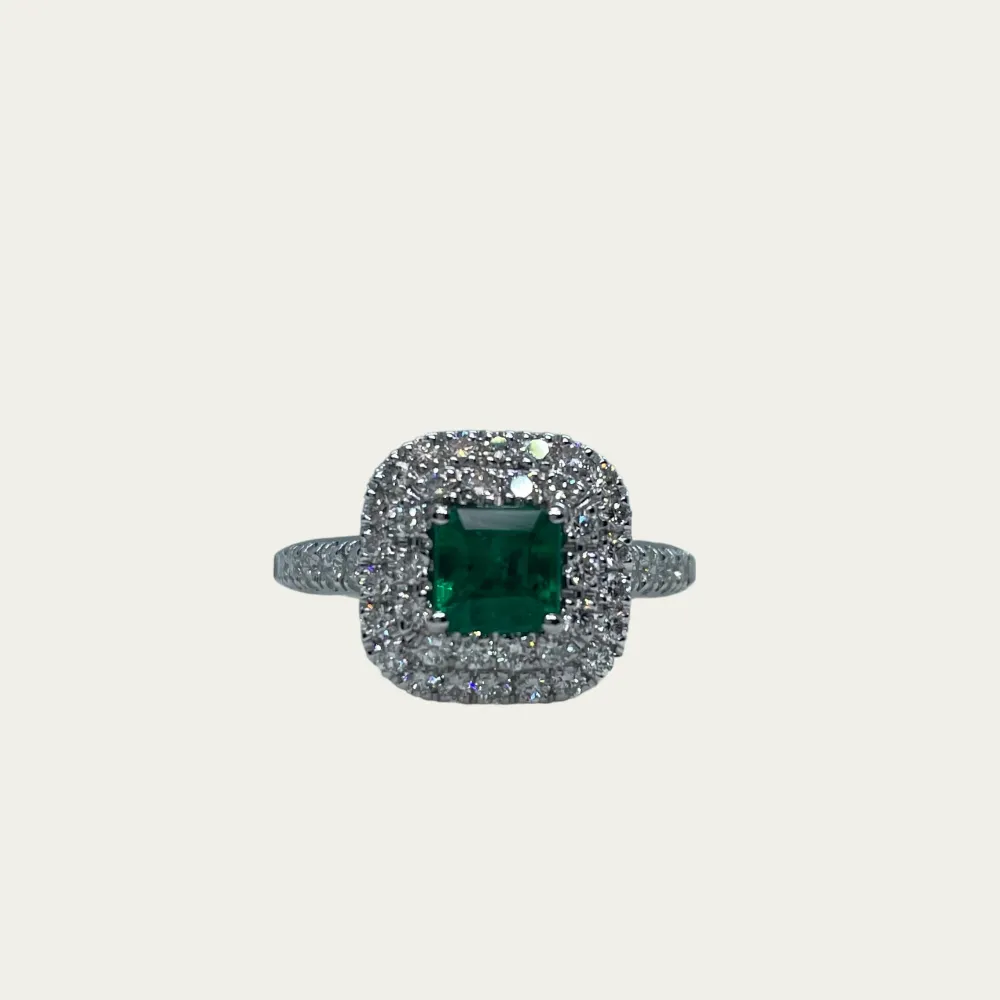 Anello oro con diamanti e smeraldo Crivelli