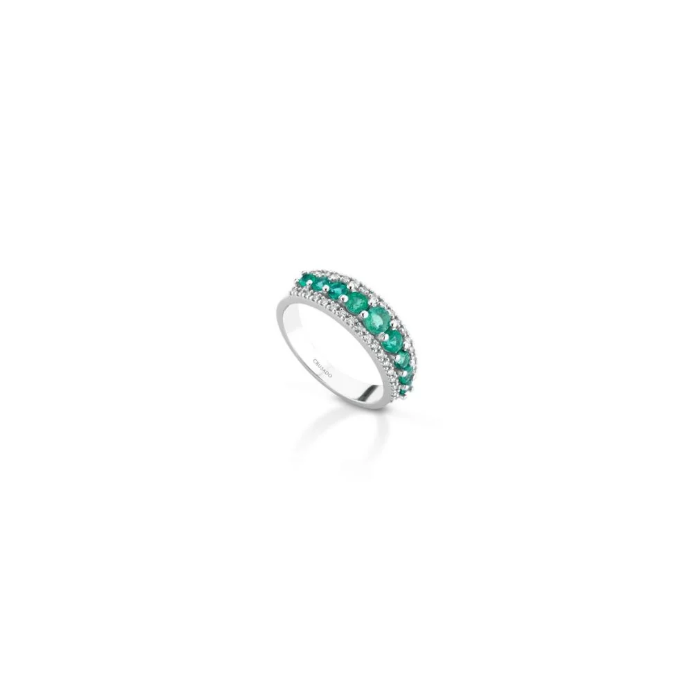 Anello Oro Donna Crusado Collezione Barcellona Con Diamanti e Smeraldo