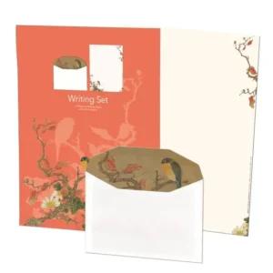 Articoli di cancelleria con buste: Album di uccelli e fiori rossi, Hu Feitao, Chester Beatty