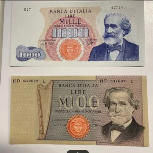 NL* BANCA D'ITALIA Banconota 1000 Lire Verdi 1° tipo 25/7/1964 R2 FIOR DI STAMPA