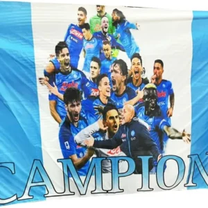 Bandiera Forza Napoli Festa 3 Scudetto Squadra Azzurri Campione D'italia 90x140