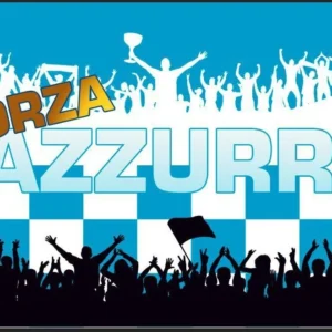 Bandiera Napoli Forza Azzurri Festa Terzo Scudetto Azzurro Campione D'italia
