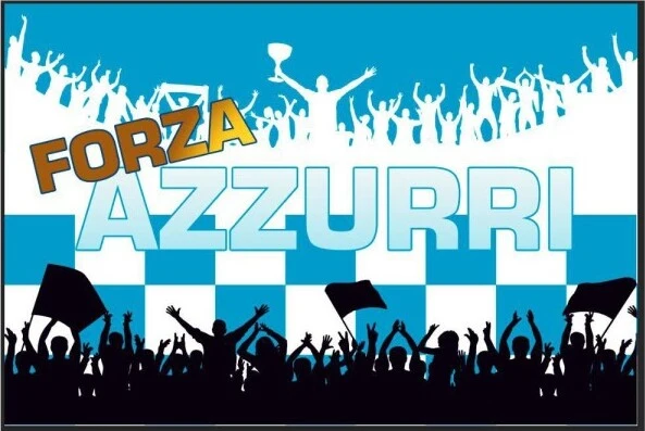 Bandiera Napoli Forza Azzurri Festa Terzo Scudetto Azzurro Campione D'italia