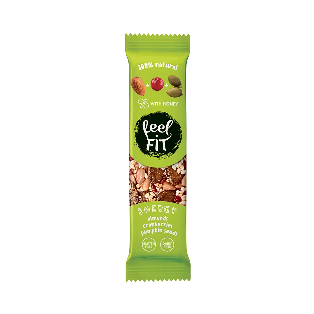Barre di noci con mandorle, mirtilli rossi e zucca 35 g - FEEL FIT