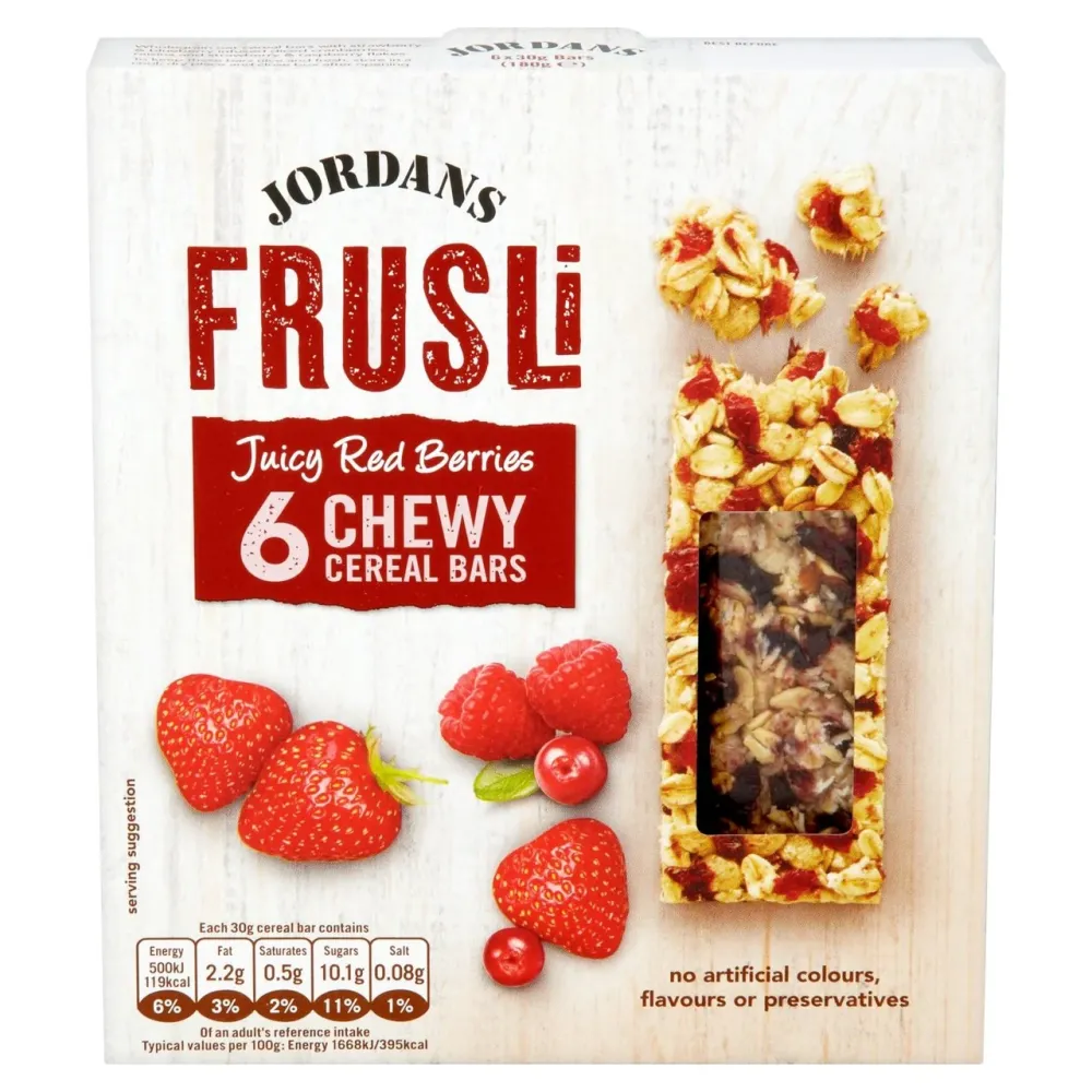 Barrette di cereali Frusli ai frutti rossi Jordans 6 x 30 g