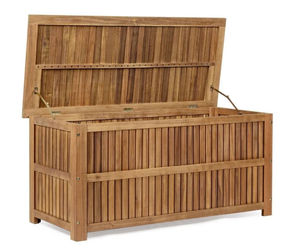 Baule contenitore "Noemi" porta cuscini legno di acacia con finitura ad olio da 130 cm