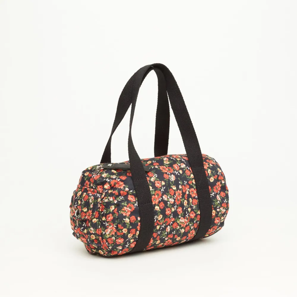 BAULETTO STOFFA | NERA CON FIORI ROSSI
