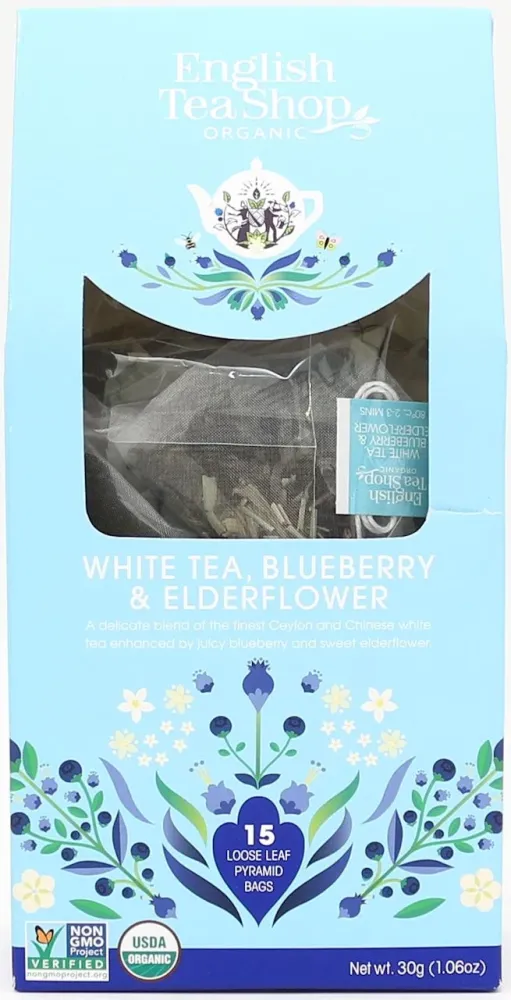 TÈ BIANCO CON MIRTILLI ROSSI E MIRTILLI NERI BIO-PIRAMIDI (15 x 2 g) 30 g - ENGLISH TEA SHOP