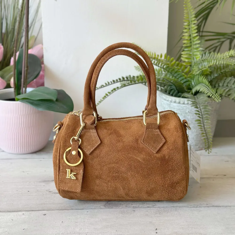 Borsa Bauletto K Vera PELLE SCAMOSCIATA Cuoio Valigetta con Tracolla CLIO