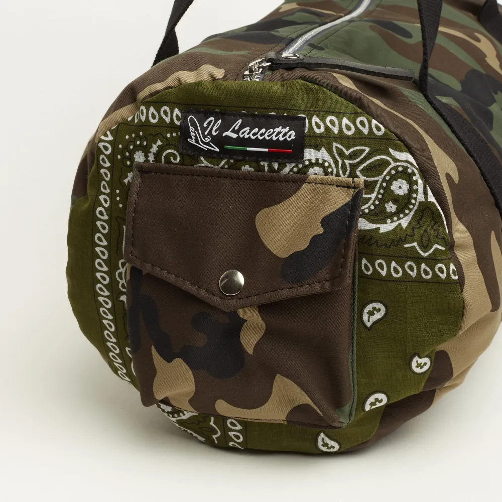 BORSONE MILITARE CON INSERTI BANDANA VERDI | STOFFA |