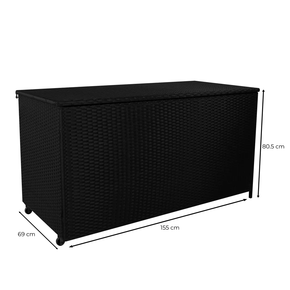 Box Contenitore Rattan 700L per Cuscini - Nero