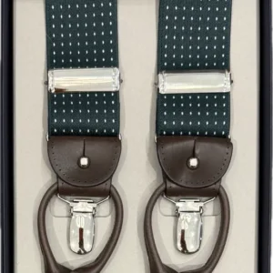 Bretelle verdi micro pois bianco Monsieur