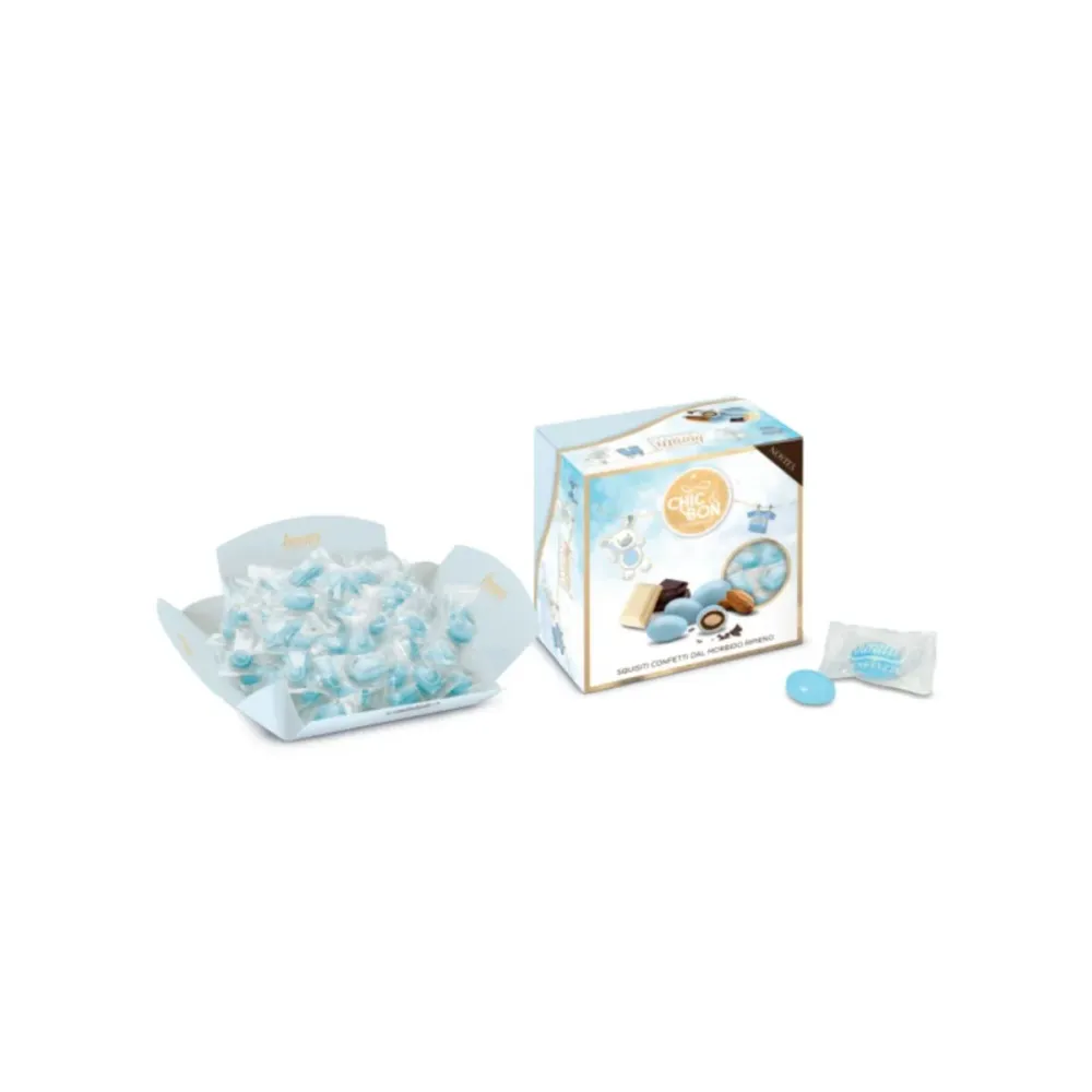 Buratti - Vassoio Ciocomandorla Tenerezze Azzurri - Incartati Singolarmente - 500g
