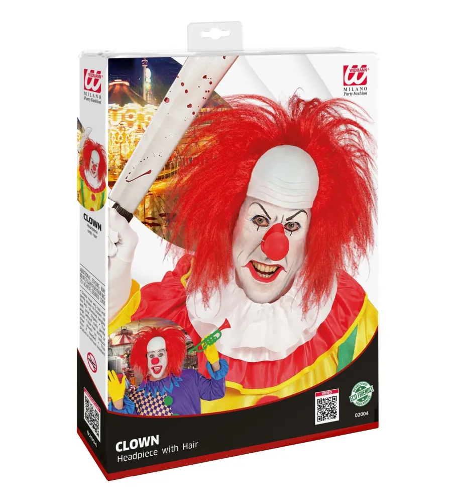 CALOTTA CLOWN CON CAPELLI ROSSI