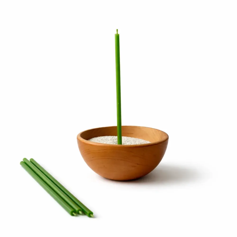 Candele Sottili Verdi Cera d’Api Naturale | Rituali, Meditazione e Altare | 16 cm | Ø 5 mm | Durata 40 min | 50 Pezzi | Ca...