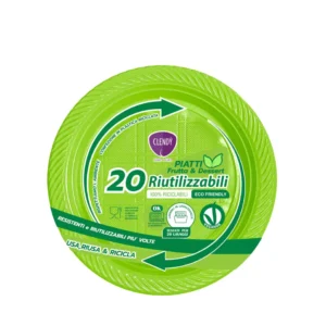 Clendy Piatti Frutta & Dessert Riutilizzabili Verdi - 20 Pezzi Eco-Friendly e Lavabili
