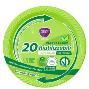 Clendy Piatti Piani Riutilizzabili Verdi - 20 Pezzi Eco-Friendly e Lavabili Lavastoviglie