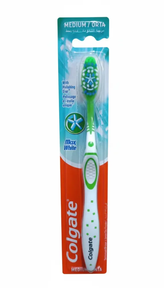 Colgate Spazzolino Max White Medium | Tecnologia Sbiancante per Rimozione Macchie Superficiali | Pulizia Profonda e Sorris...