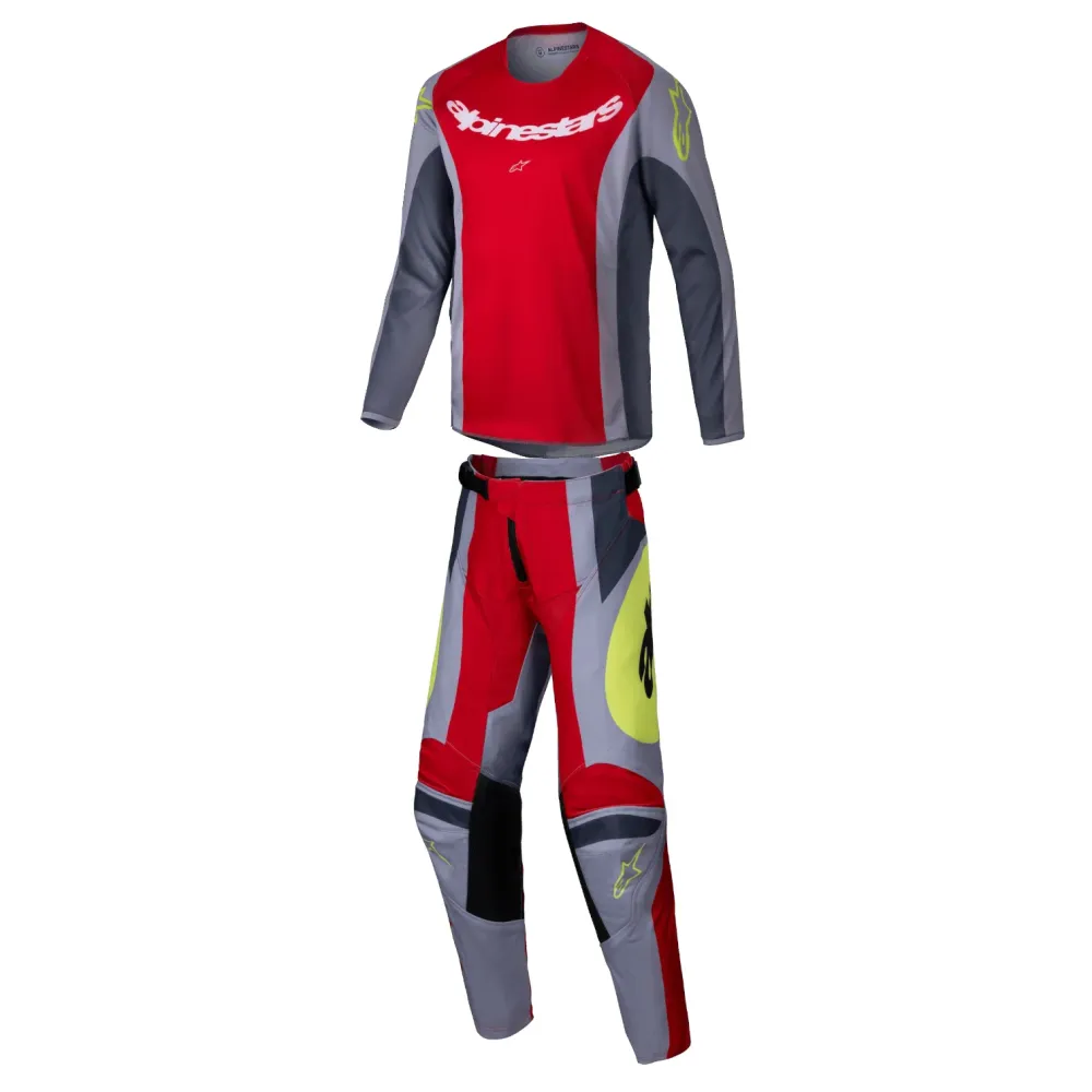 Completo Motocross Bimbo Alpinestars Youth Racer Melt Rosso brillante Grigio (Magl. XL Pant. 28)