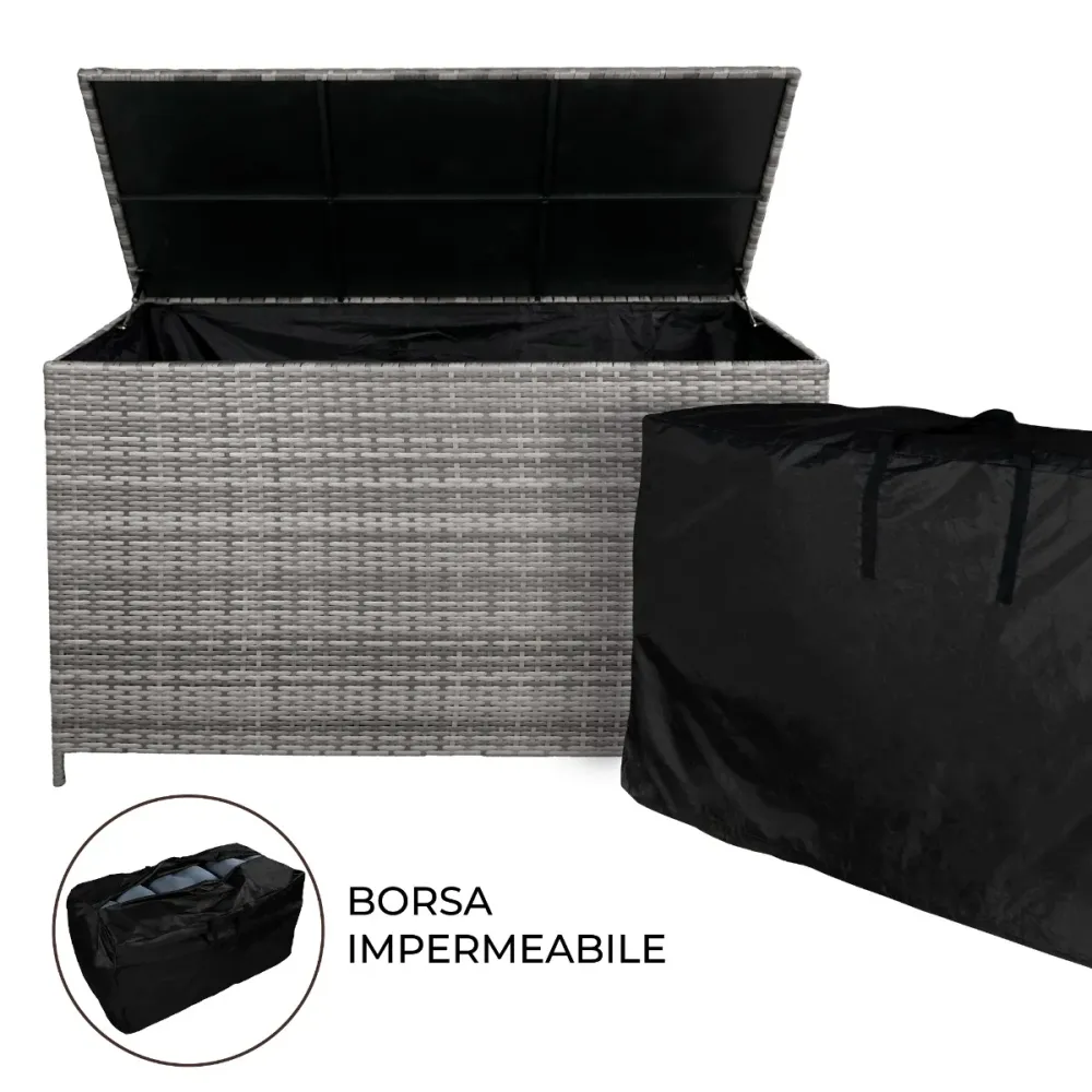 Contenitore per cuscini rattan – Grigio