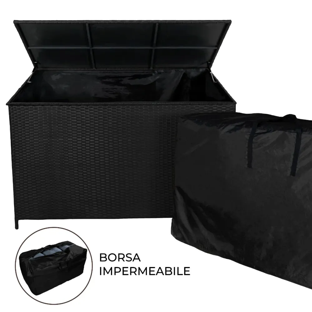 Contenitore per cuscini rattan – Nero