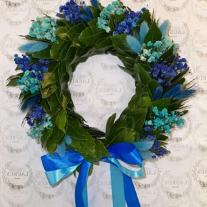 Corona d'Alloro - Gypsophila blu e azzurra, Pampas blu e azzurri