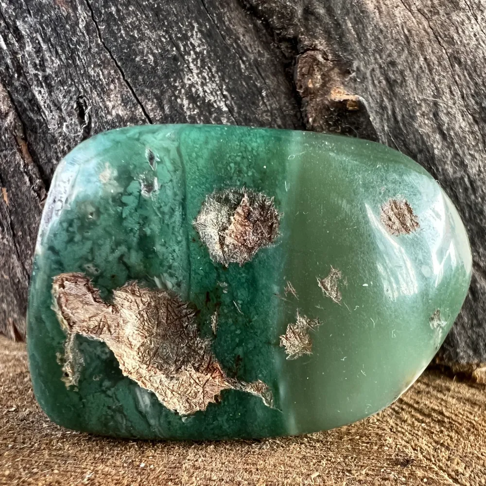 Crisoprassi palma di smeraldo modello 20 dallo Zimbabwe