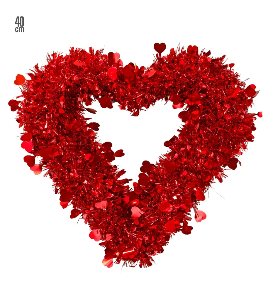 CUORE SAN VALENTINO CON FILI LAME' ROSSI CM 40