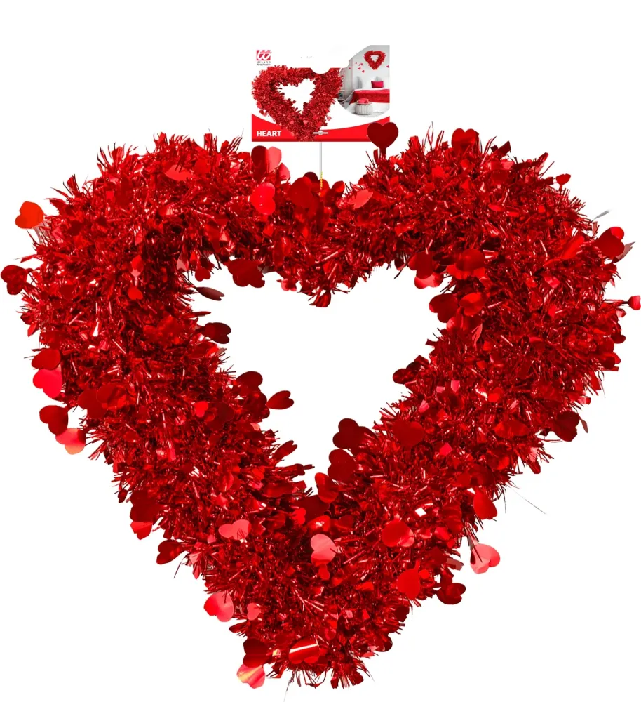 CUORE SAN VALENTINO CON FILI LAME' ROSSI CM 40