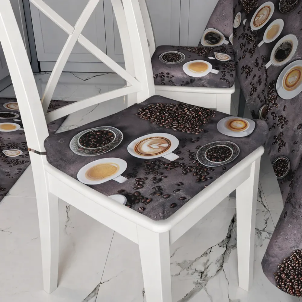 CUSCINI sedia 6 pezzi esclusivo MADD Home moderno coordinato cucina FANTASIA CHICCHI CAFFE' - Made Italy 0009