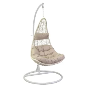 Dondolo pensile triton supporto bianco cuscini colore crema 80x69xh.200cm