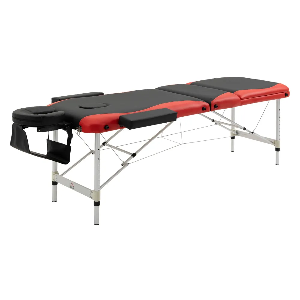 Easycomfort Lettino Massaggi Portatile, Pieghevole e Professionale Alluminio per Estetista, Terapista, SPA, Rosso e Nero,...