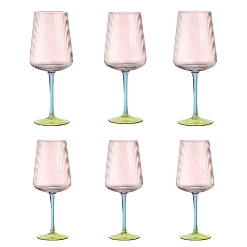 Evviva Set 6 Calici Vino Reale Vetro 500 ml Multicolor