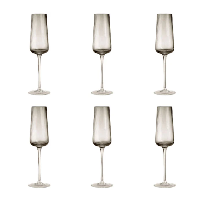 Evviva Set 6 Flute Reale Vetro 220 ml Fumè