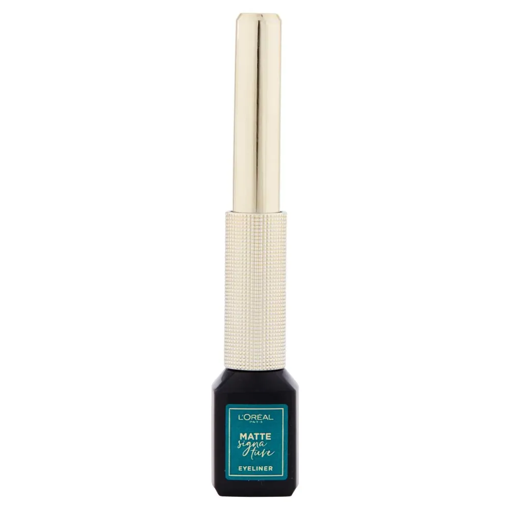 Eyeliner L'Oréal Paris Matte Signature Verde Smeraldo | Formula Extra Matte, Waterproof, Pennellino Precisione, Colore Int...
