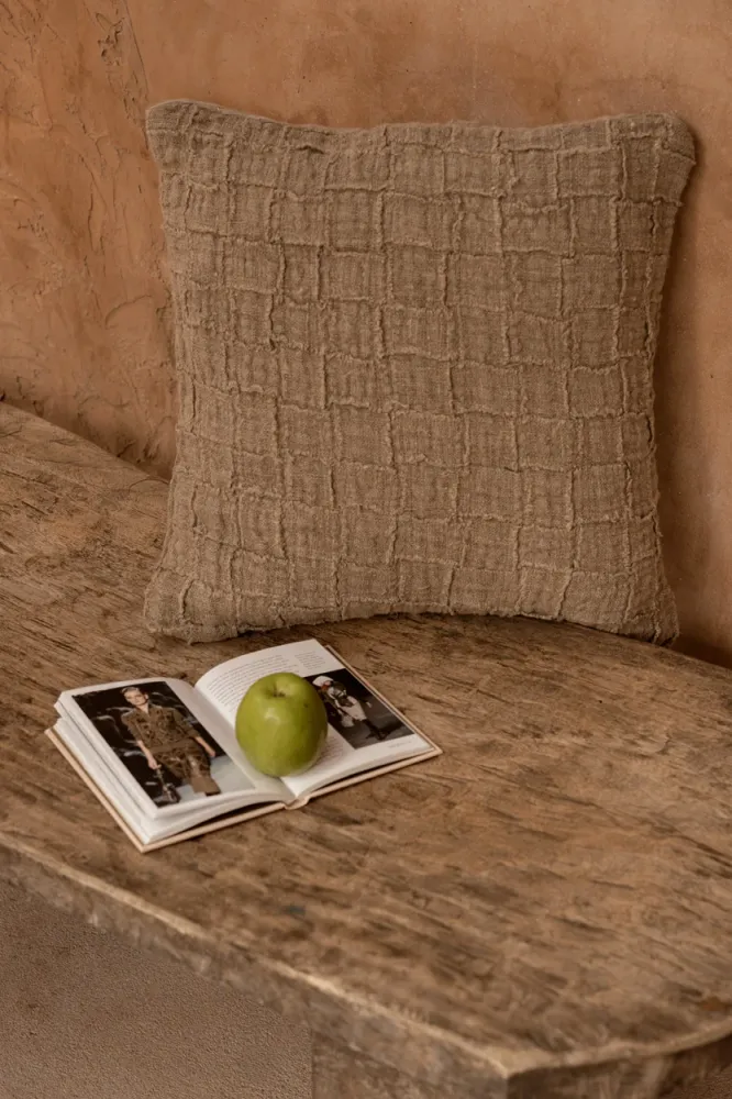 La Fodera per Cuscini Linen Damier - Naturale