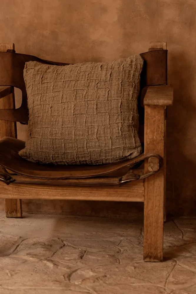 La Fodera per Cuscini Linen Damier - Naturale