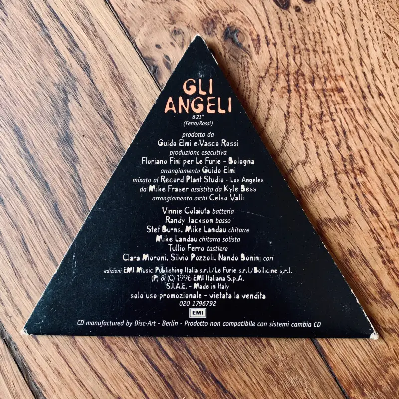 "Gli Angeli - Vasco Rossi" CD Promo triangolare Festival di Venezia - Italia 1996