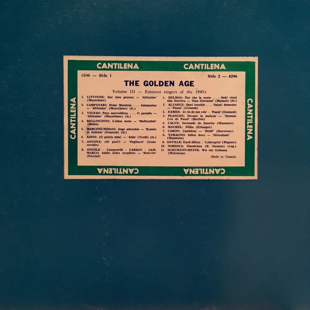 GOLDEN AGE VOLUME 3 - Litvinne, Campanari, Vignas, Bellincioni, Marconi, Adini, Ancona, Stehle, Garbin, Sammarco, Delmas,...