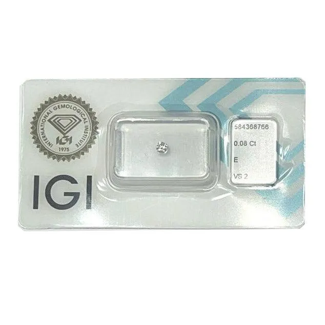 IGI diamante blister certificato taglio brillante 0,08ct colore E purezza VS 1
